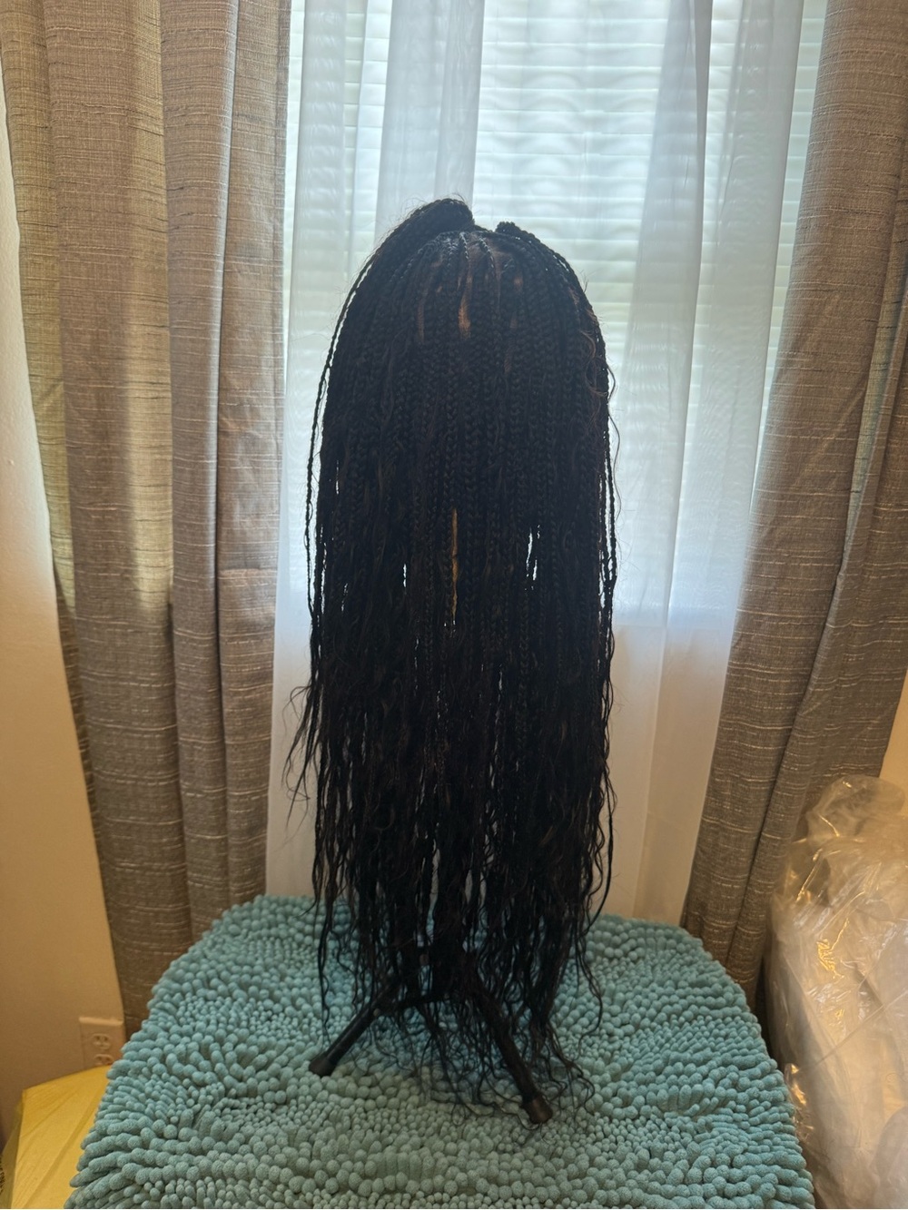 Style 28” Goddess Braid Wig | Human Hair Curls | Lace-front Wig - Picture 3 of 8